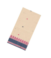 Cream Handloom Bengal Cotton Saree With Diamond Buttas-BG1634