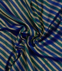 Blue Handloom Korvai Kanchipuram Silk Saree With Floral Motifs-KA15566