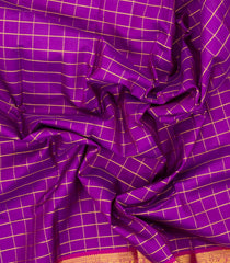 Purple Handloom Kanchipuram Silk Saree With Zari Checks-KA13457