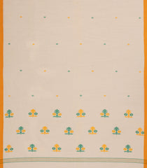 Taupe Handloom Bengal Cotton Saree With Cross Buttas-BG1566