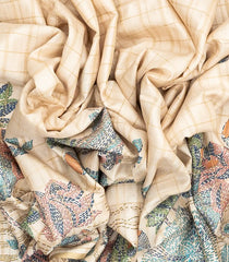 Cream Woven Art Tussar Silk Saree With Printed Floral Motifs-BL3737