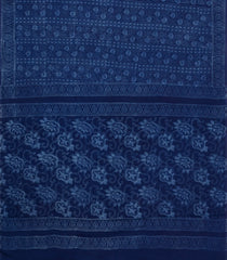 Indigo Printed Jaipur Cotton Saree With Printed Floral Motifs-JC1942