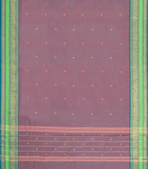 Lilac Woven Chettinad Cotton Saree With Buttas & Contrast Border-CN1923
