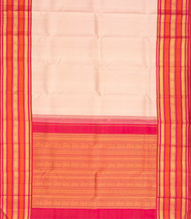 Baby Pink Handloom Korvai Kanchipuram Silk Saree With Floral Jaal Motifs-KA12900