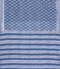 Blue Printed Jaipur Cotton Saree With Floral Motifs-JC1890