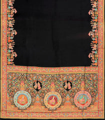 Black Printed Blended Viscose Saree With Position Printed Wedding Motifs-BL5990