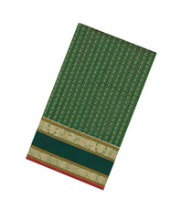 Green Handloom Silk Cotton Saree With Checks-SC4351