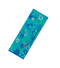 Cyan Printed Pure Satin Silk Saree With Floral Motifs-PS0951