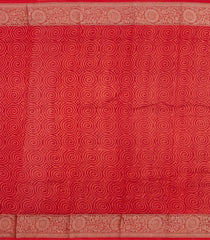 Red Printed Chanderi Cotton Saree With Zari Border-CC1524