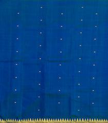 Blue Handloom Kanchipuram Silk Saree With Zari Temple Border-KA15258