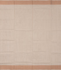 Cream Handloom Kerala Cotton Saree With Checks & Zari Border-KEC1060