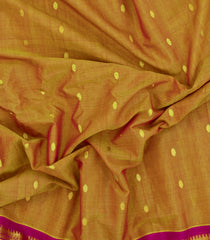 Mustard Handloom Gadwal Silk Cotton Saree With Buttas -GA0279