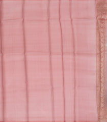 Dusty Pink Handloom Banarasi Organza Silk Saree With Floral Stripes-BE1586