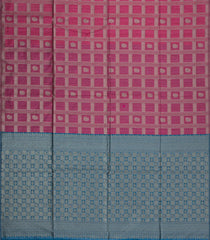 Chestnut Pink Woven Synthetic Dupion Saree With Checks & Contrast Pallu-SY0516