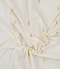 Off White Handloom Kerala Cotton Saree With Floral Buttas-KEC1042