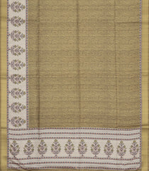 Olive Green Printed Synthetic Tussar Silk Saree With Zari Border-SY0022