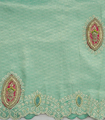 Aquamarine Woven Synthetic Blended Tissue Saree With Embroidered Motifs-EN2006