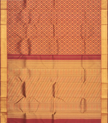 Maroon Handloom Kanchipuram Silk Saree With Floral Jaal Motifs-Maroon