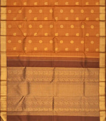 Dark Beige Handloom Kanchipuram Silk Saree With Checks & Buttas-KA12384