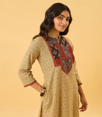 Beige With Brown Casual Kurta