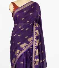 Purple Woven Synthetic Dola Silk Saree With Lion Motifs -BL4434