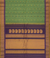 Green Handloom Gadwal Silk Cotton Saree With Buttas & Contrast Border-GA0228