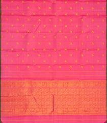 Peach Handloom Kanchipuram Silk Saree With Elephant Buttas-KA12389