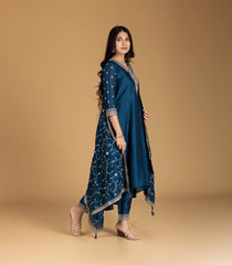 Teal Blue Embroidered Festive Set-RC5616