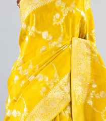 Yellow Woven Art Dola Viscose Saree With Floral Jaal Motifs-BL3984