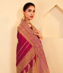 Maroon Handloom Kanchipuram Silk Saree With Zari Buttas-KA15467