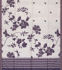 Taupe Woven Synthetic Dola Silk Saree With Printed Floral Motifs-BL4137