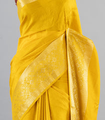 Mustard Woven Art Dola Viscose Saree With Floral Zari Motifs-BL3980