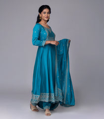 Teal Blue Embroidered Festive Anarkali Set-RC5593