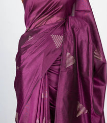 Dark Magenta Woven Art Dupion Saree With Triangle Motifs-BL4227