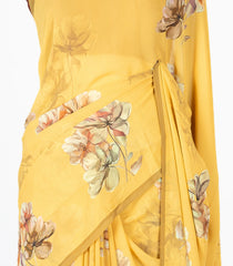 Sandal Woven Synthetic Georgette Saree With Printed Floral Motifs-BL4215