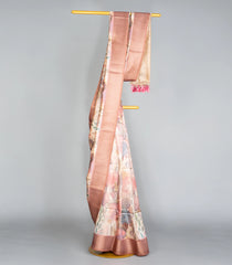 Sandal Woven Synthetic Tussar Silk Saree With Printed Floral Motifs-BL3665