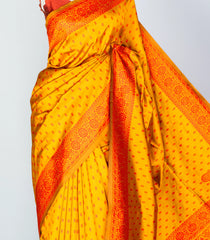 Mustard Woven Art Dupion Silk Saree With Floral Motifs-BL3910