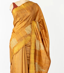 Oil Mustard Woven Synthetic Dupion Saree With Buttas & Printed Pallu-BL4400