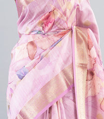 Lavender Woven Art Tussar Saree With Printed Floral Motifs-BL3967