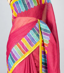 Peach Woven Synthetic Linen Saree With Printed Border-BL4186