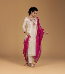 Off-White and Pink embroidered Kurta Set-RC5623