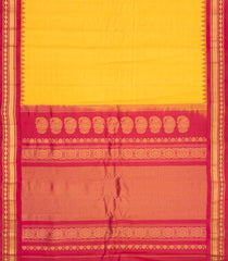 Yellow Handloom Gadwal Silk Cotton Saree With Buttas & Temple Border-GA0209