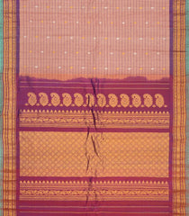 Peach Handloom Gadwal Silk Cotton Saree With Buttas & Contrast Border-GA0220