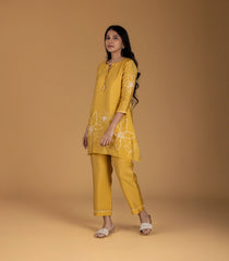 Mustard embroidered Festive Co-Ord Set-CO5014