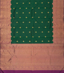 Dark Green Handloom Korvai Kanchipuram Silk Saree With Buttas-KA12269
