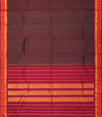 Maroon Handloom Kanchipuram Silk Saree With Contrast Border-KA12284