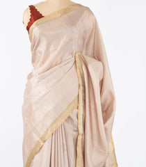 Beige Woven Synthetic Dola Silk Saree With Printed Blouse-BL4452