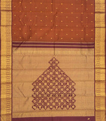 Rustic Brown  Handloom Natural Dyed Silk Saree With 99 Flowers On Pallu