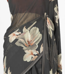 Black Woven Synthetic Georgette Saree With Printed Abstract Motifs-BL4226