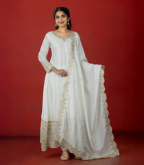 White Festive Embroidered Anarkali Set-RC5595